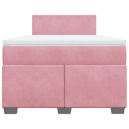 Boxspring met matras fluweel roze 120x200 cm