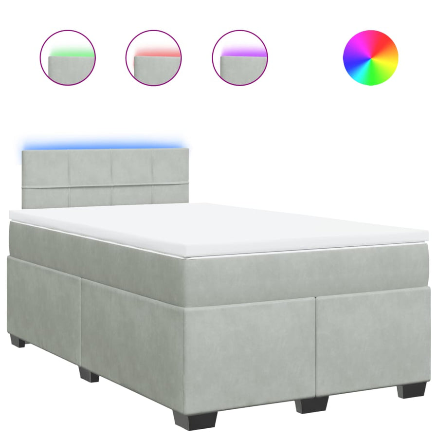 Boxspring met matras fluweel lichtgrijs 120x200 cm