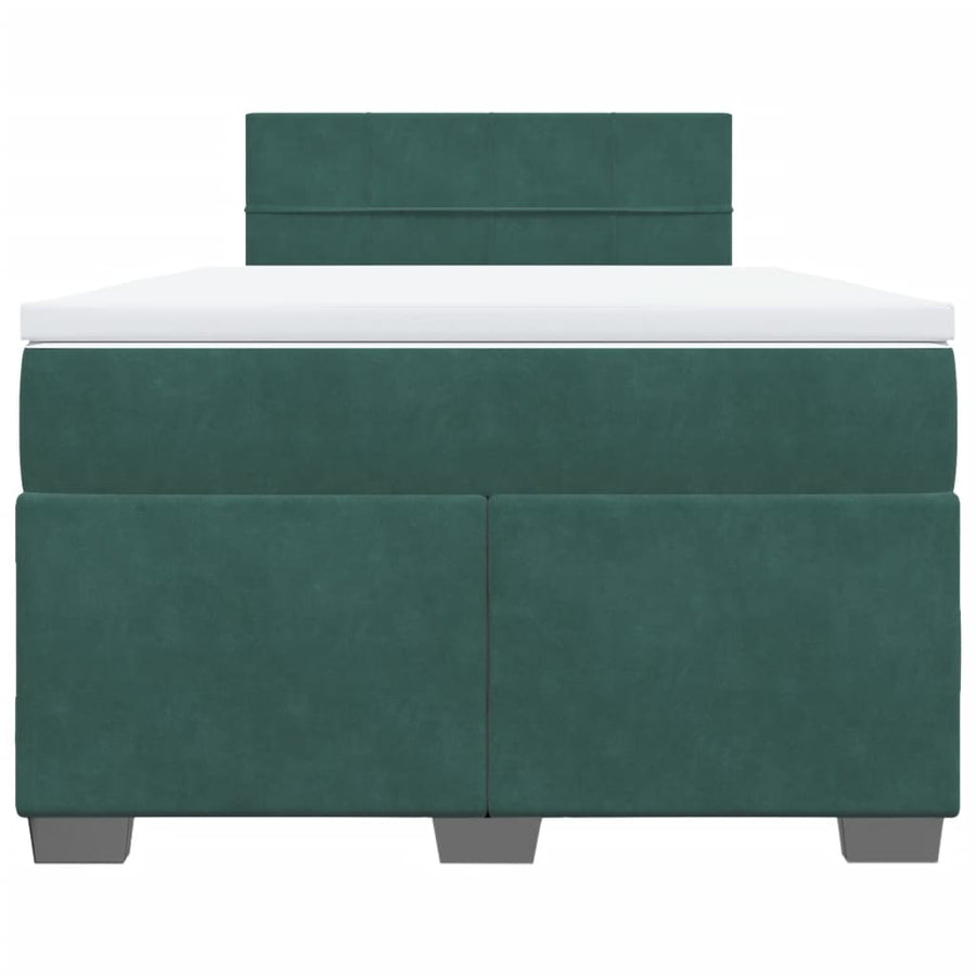Boxspring met matras fluweel donkergroen 120x200 cm