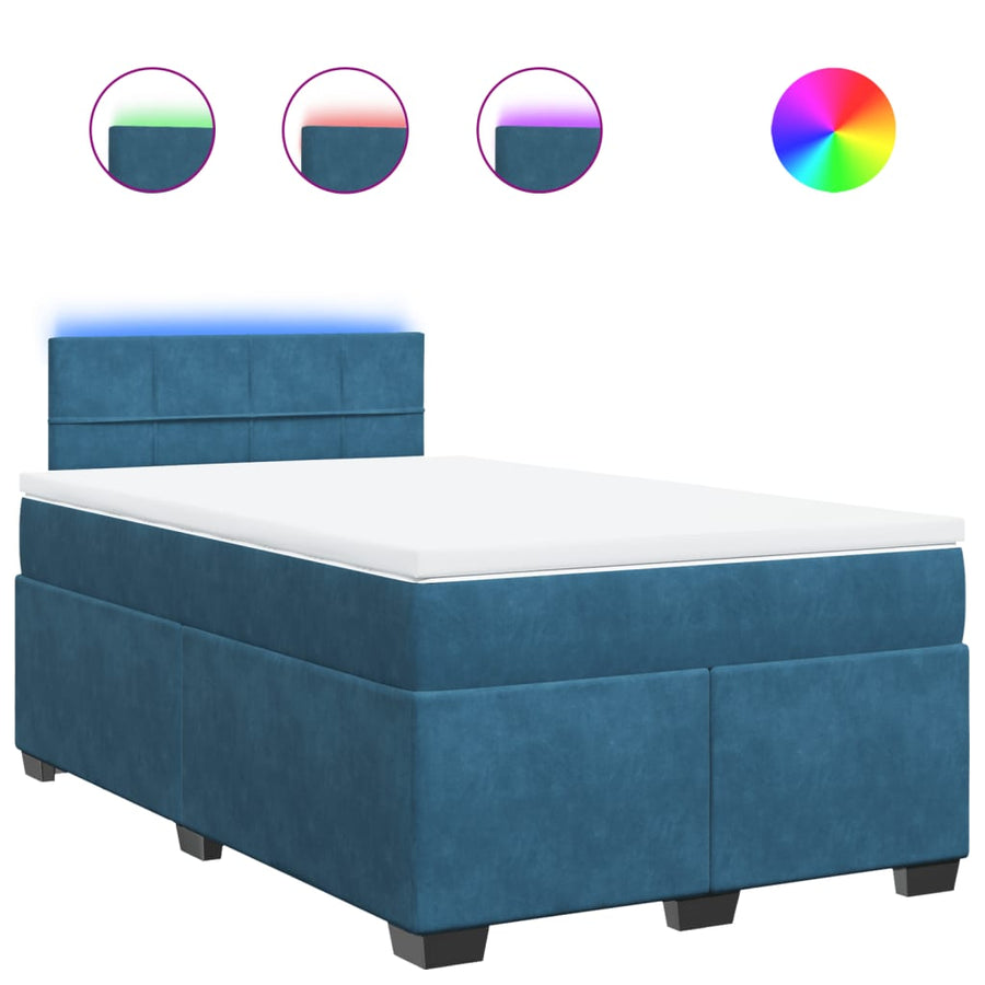 Boxspring met matras fluweel blauw 120x200 cm