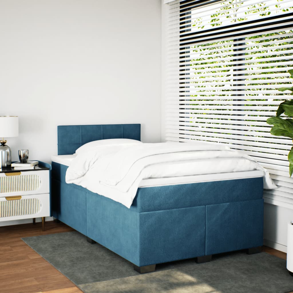 Boxspring met matras fluweel blauw 120x200 cm
