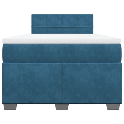 Boxspring met matras fluweel blauw 120x200 cm