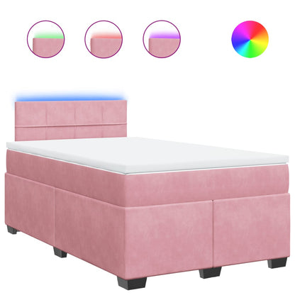 Boxspring met matras fluweel roze 120x200 cm