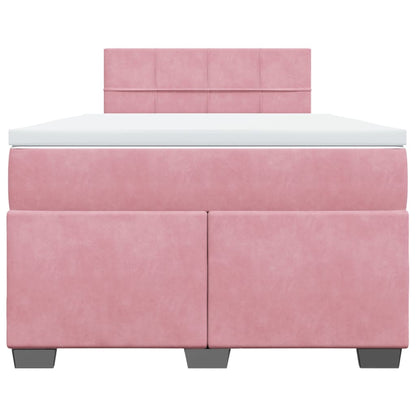 Boxspring met matras fluweel roze 120x200 cm