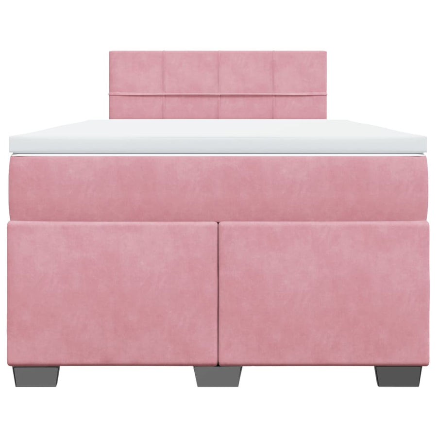 Boxspring met matras fluweel roze 120x200 cm