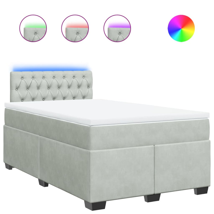 Boxspring met matras fluweel lichtgrijs 120x200 cm