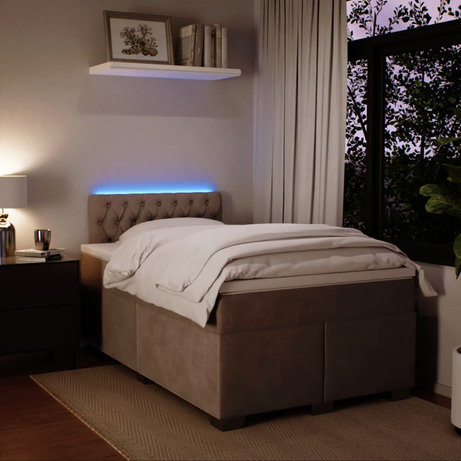 Boxspring met matras fluweel lichtgrijs 120x200 cm