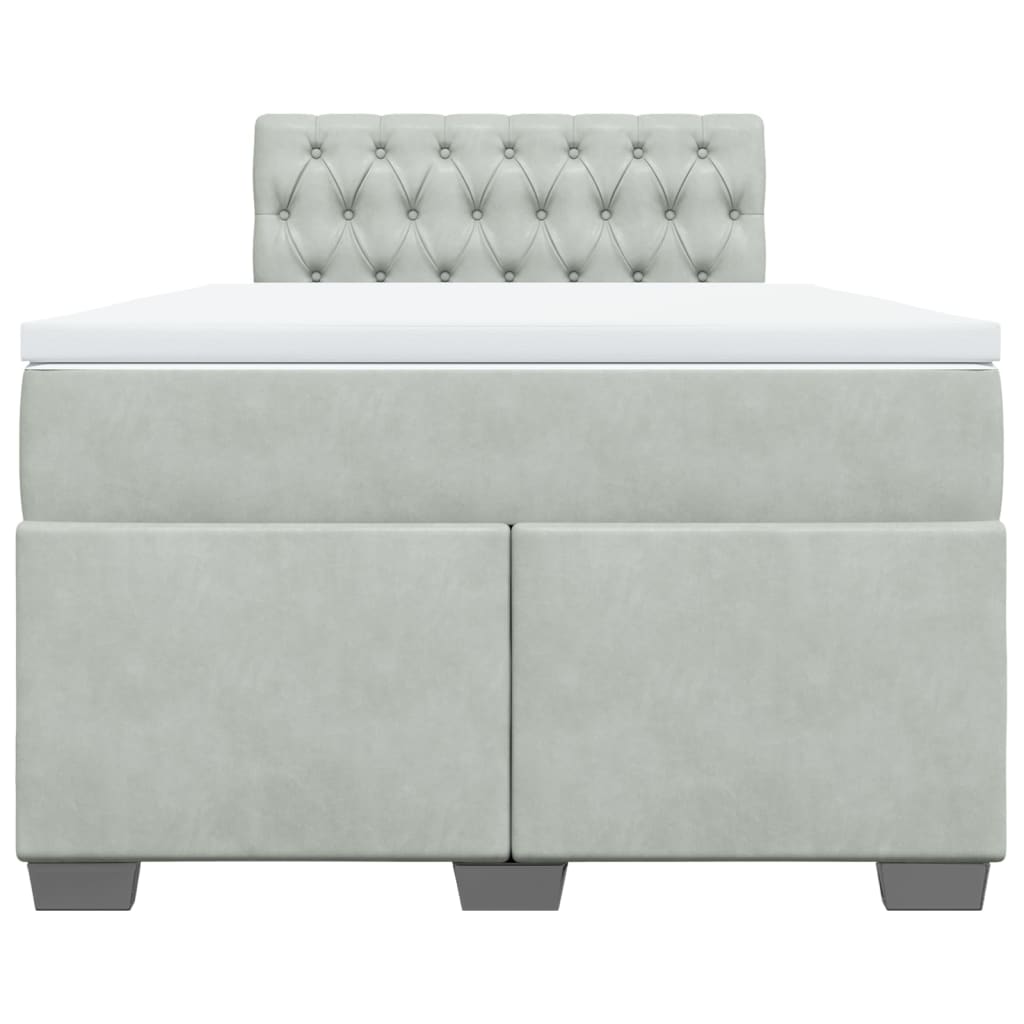 Boxspring met matras fluweel lichtgrijs 120x200 cm