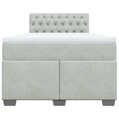Boxspring met matras fluweel lichtgrijs 120x200 cm