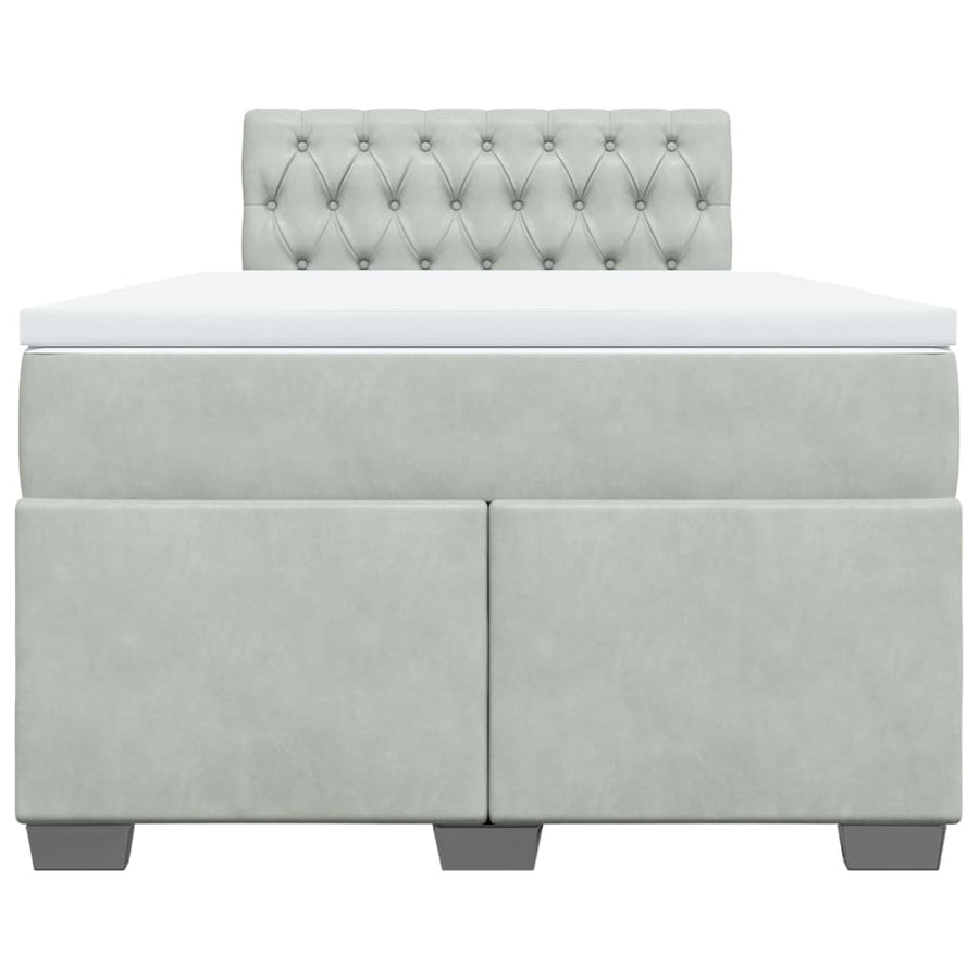 Boxspring met matras fluweel lichtgrijs 120x200 cm