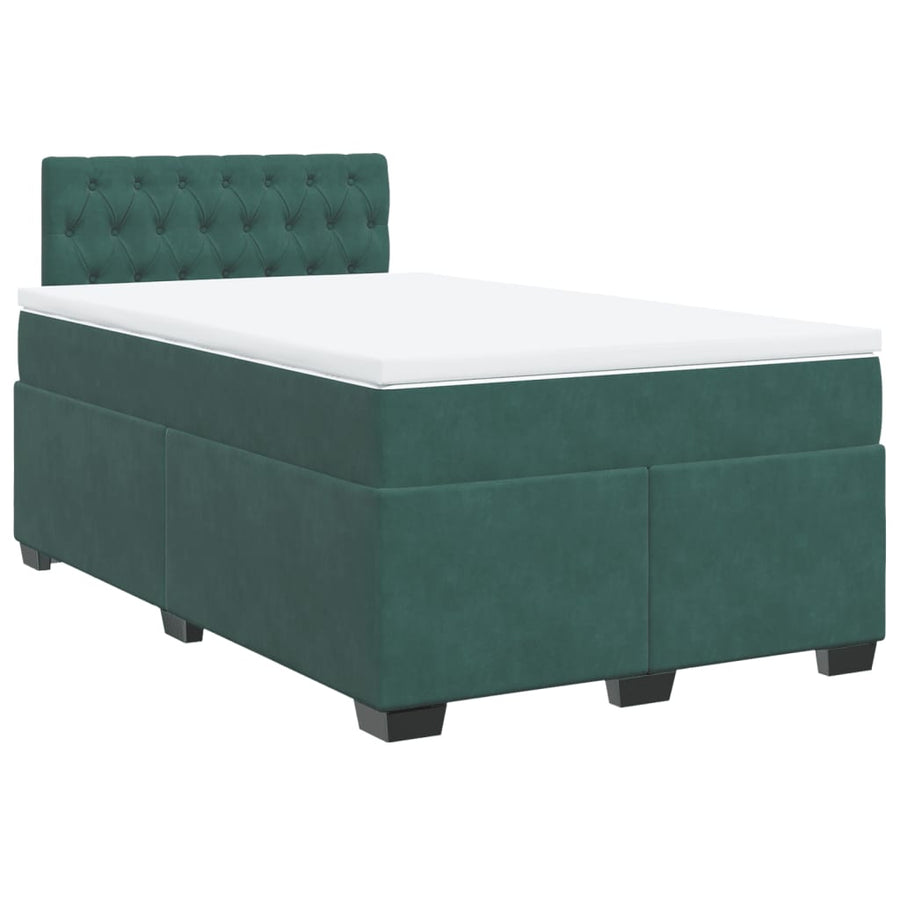Boxspring met matras fluweel donkergroen 120x200 cm
