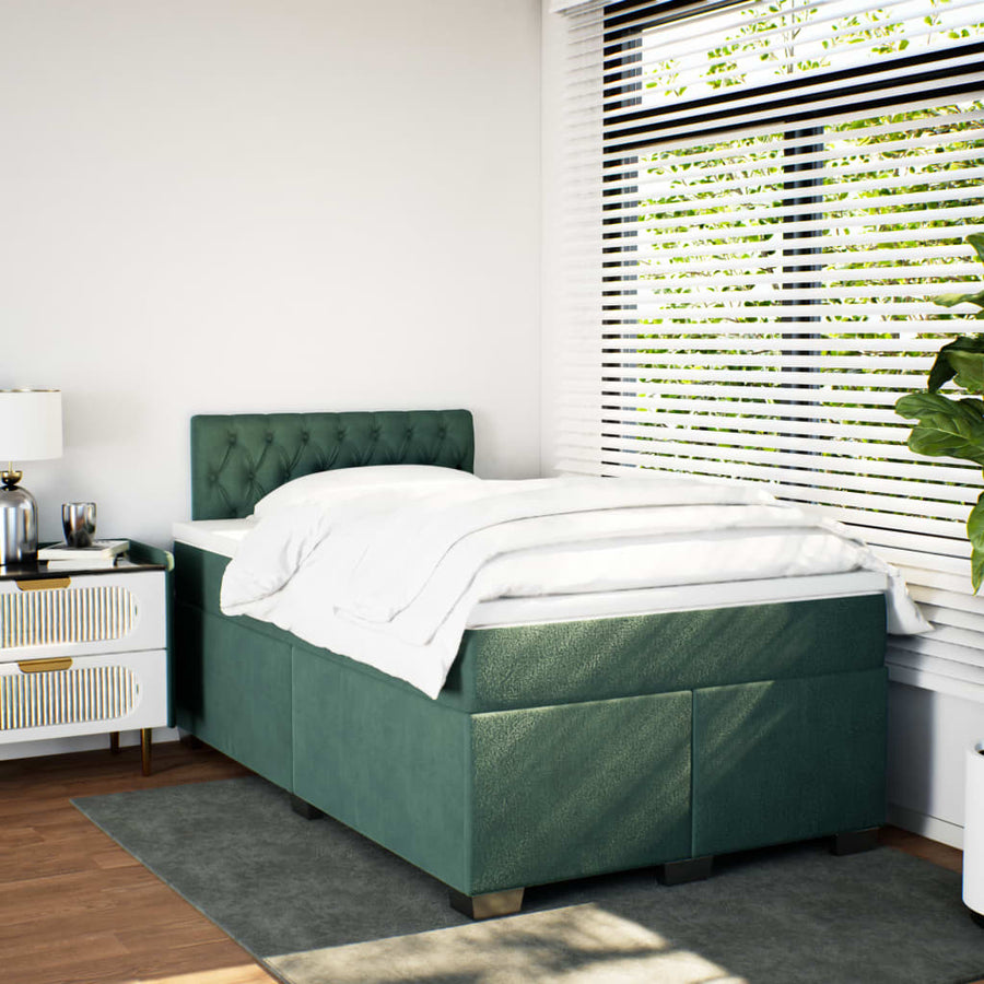 Boxspring met matras fluweel donkergroen 120x200 cm