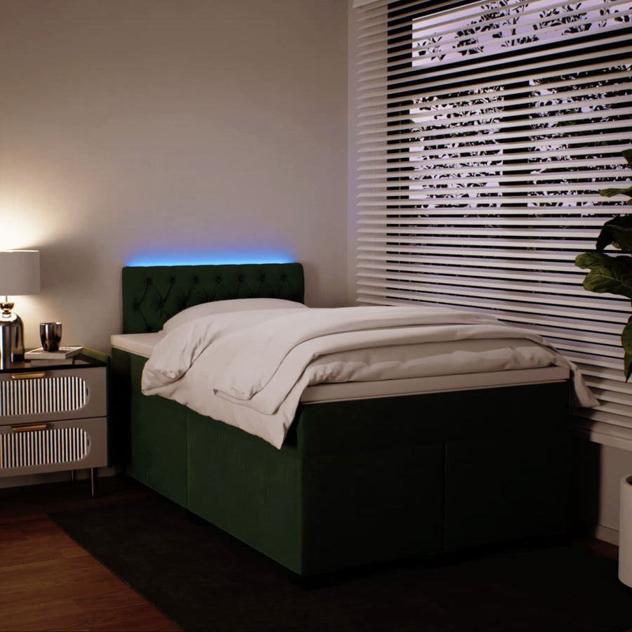 Boxspring met matras fluweel donkergroen 120x200 cm