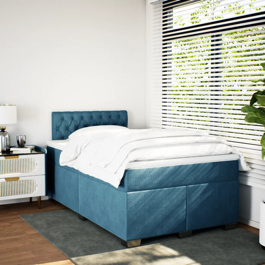Boxspring met matras fluweel blauw 120x200 cm
