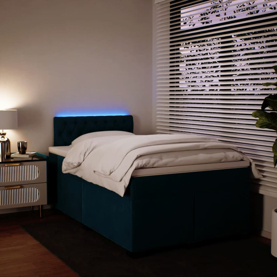Boxspring met matras fluweel blauw 120x200 cm