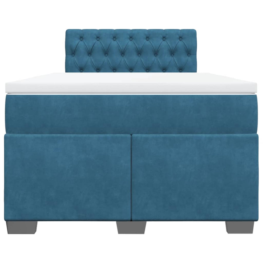 Boxspring met matras fluweel blauw 120x200 cm