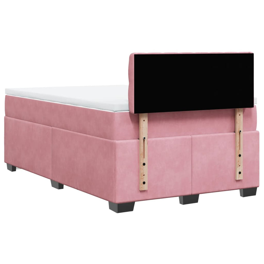 Boxspring met matras fluweel roze 120x200 cm