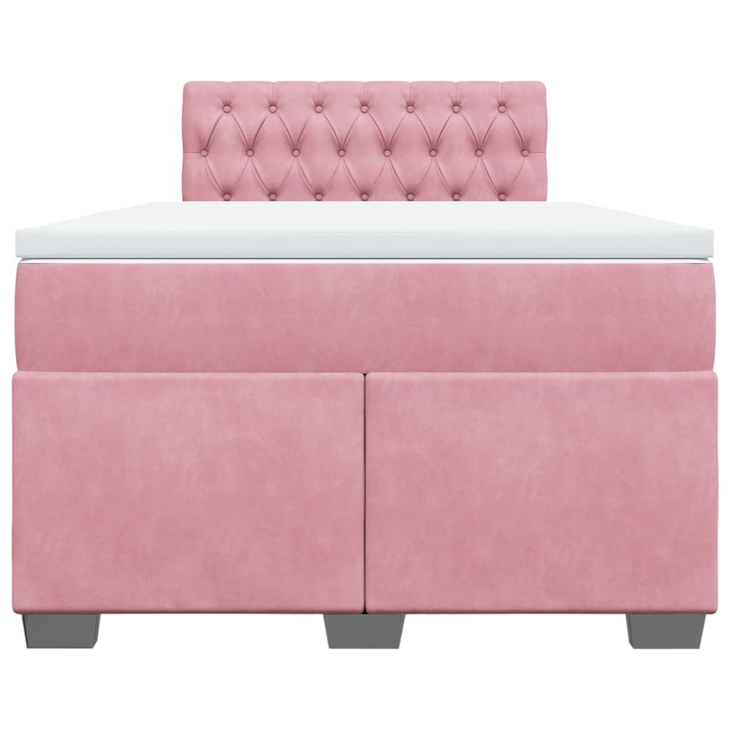 Boxspring met matras fluweel roze 120x200 cm