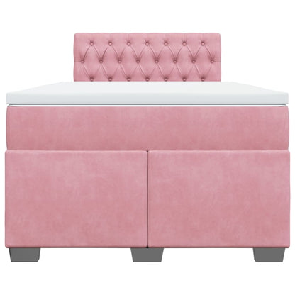 Boxspring met matras fluweel roze 120x200 cm