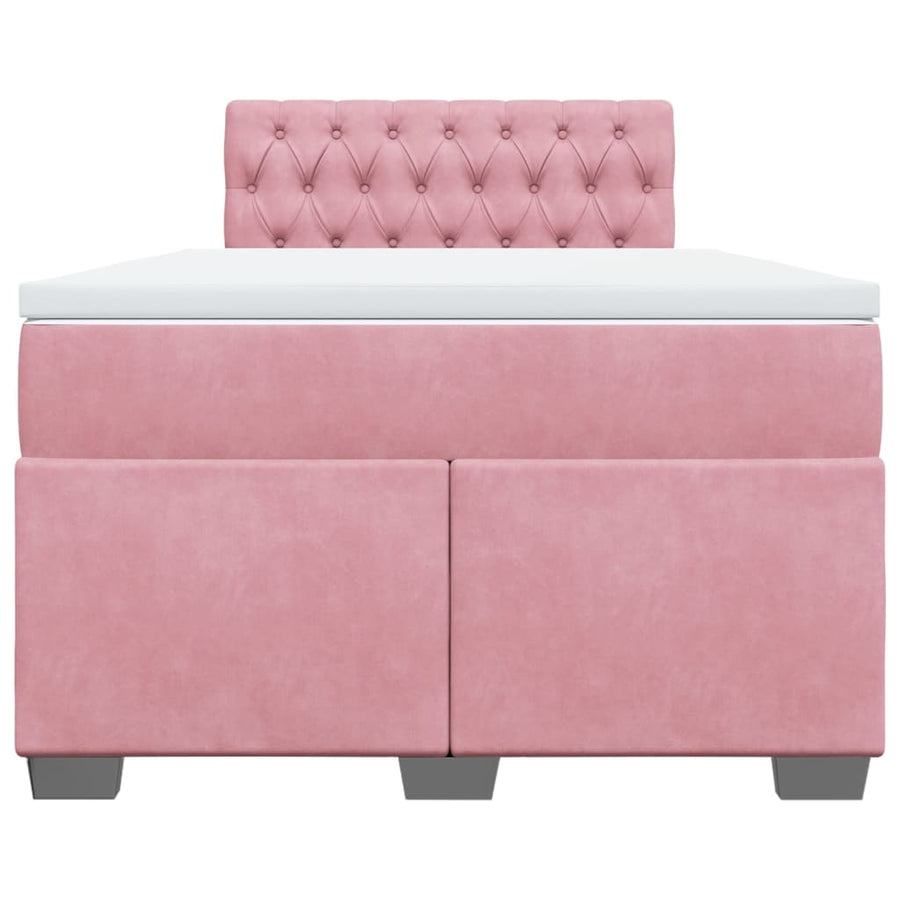 Boxspring met matras fluweel roze 120x200 cm