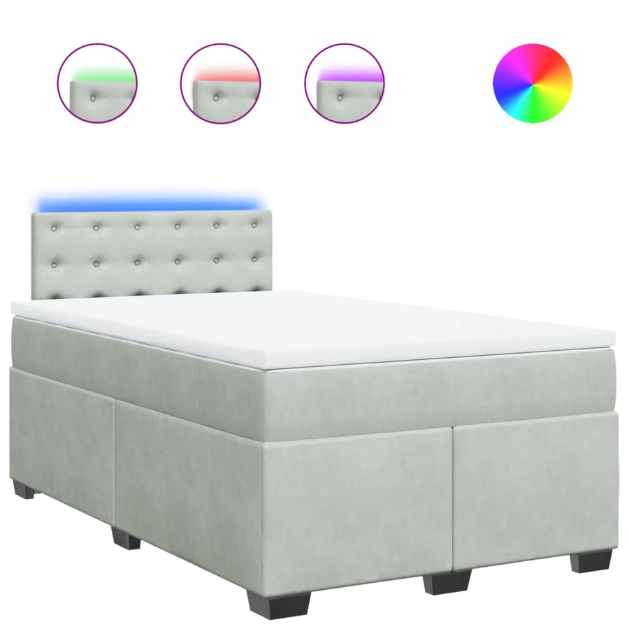 Boxspring met matras fluweel lichtgrijs 120x200 cm