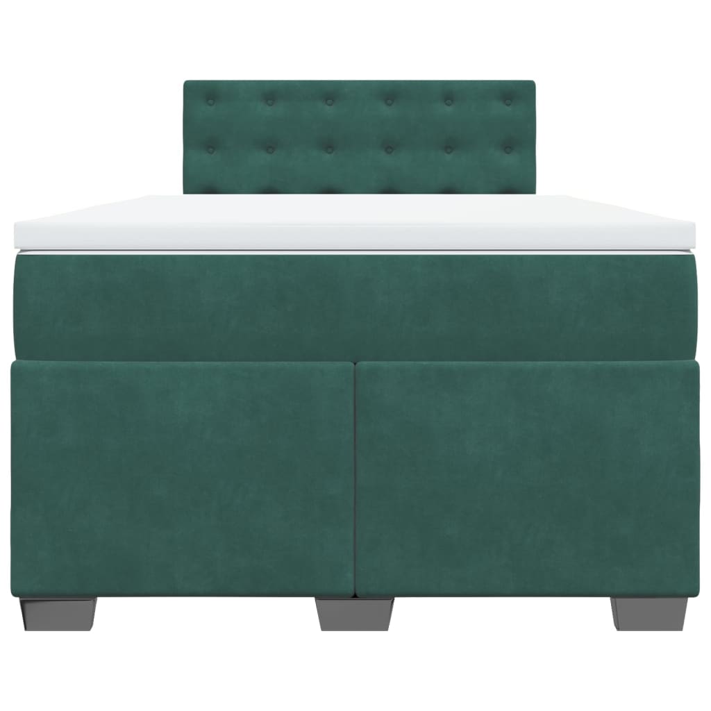 Boxspring met matras fluweel donkergroen 120x200 cm