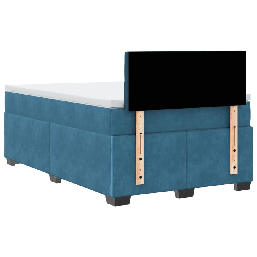 Boxspring met matras fluweel blauw 120x200 cm