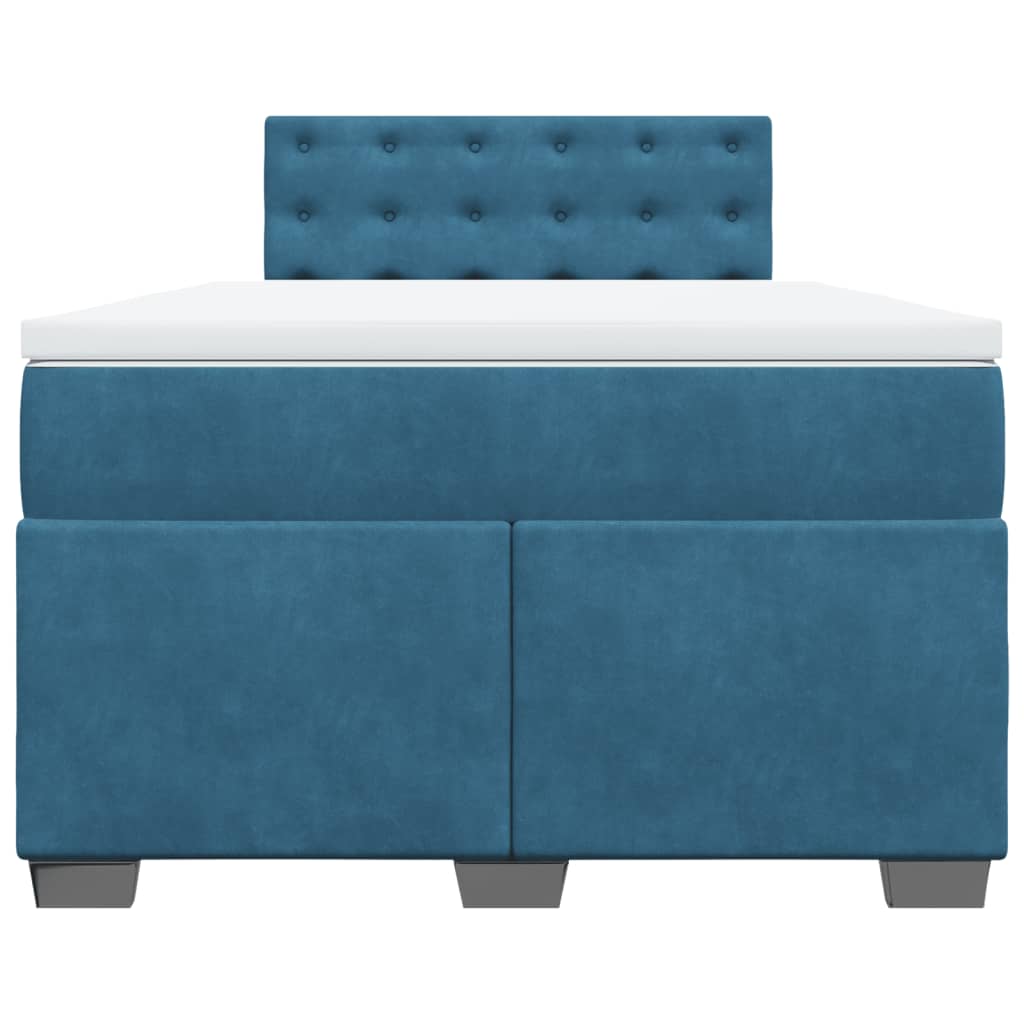 Boxspring met matras fluweel blauw 120x200 cm