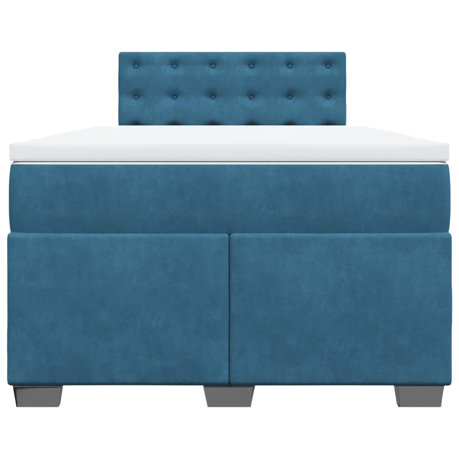 Boxspring met matras fluweel blauw 120x200 cm