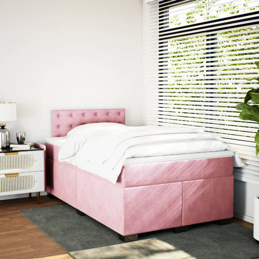 Boxspring met matras fluweel roze 120x200 cm