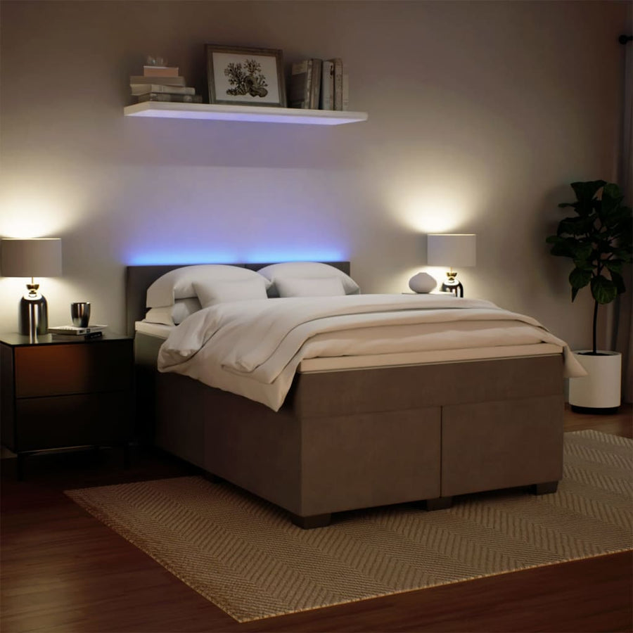 Boxspring met matras fluweel lichtgrijs 140x190 cm
