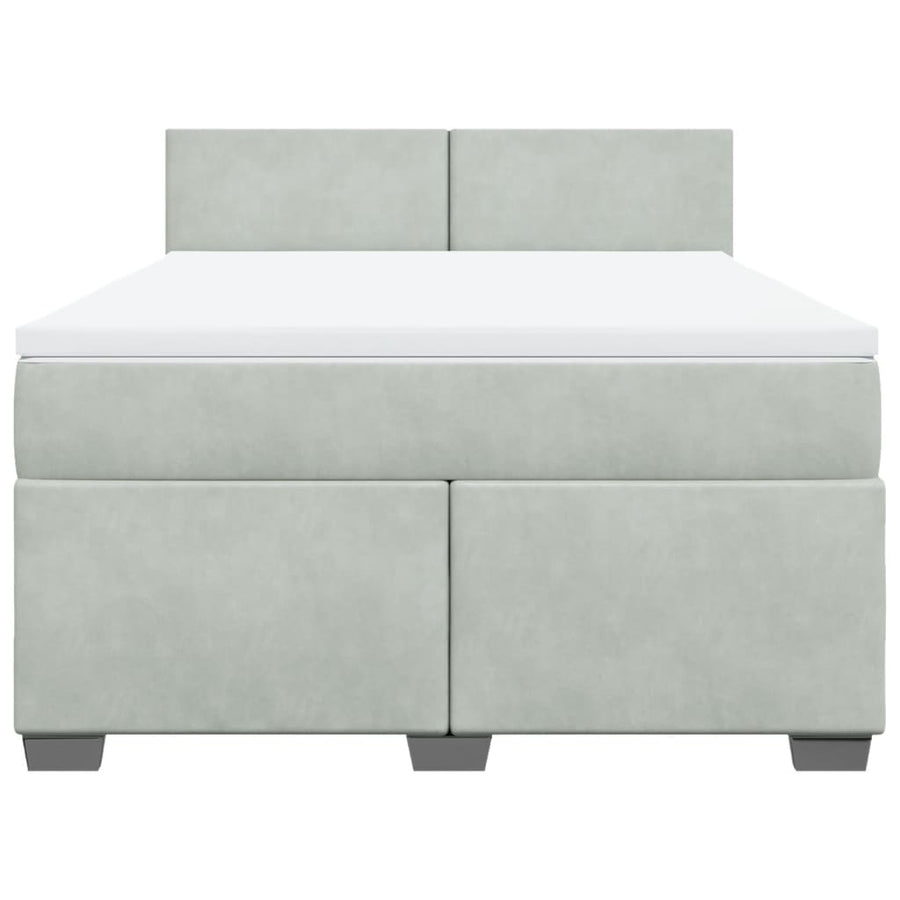Boxspring met matras fluweel lichtgrijs 140x190 cm