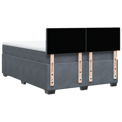 Boxspring met matras fluweel donkergrijs 140x190 cm