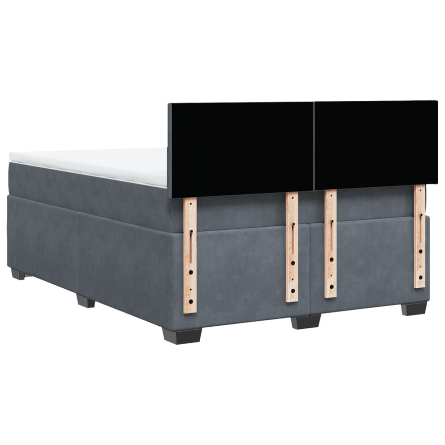 Boxspring met matras fluweel donkergrijs 140x190 cm