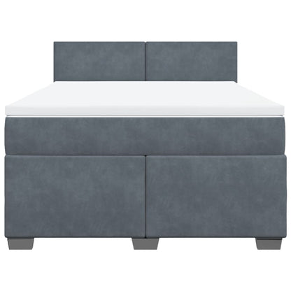 Boxspring met matras fluweel donkergrijs 140x190 cm