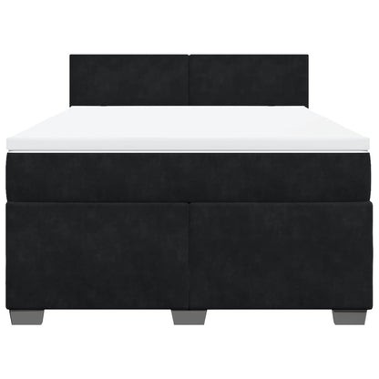 Boxspring met matras fluweel zwart 140x190 cm