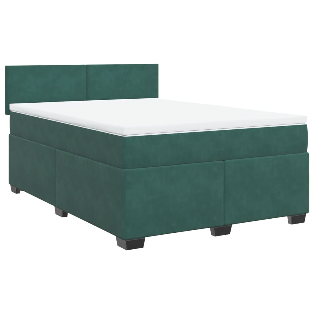 Boxspring met matras fluweel donkergroen 140x190 cm