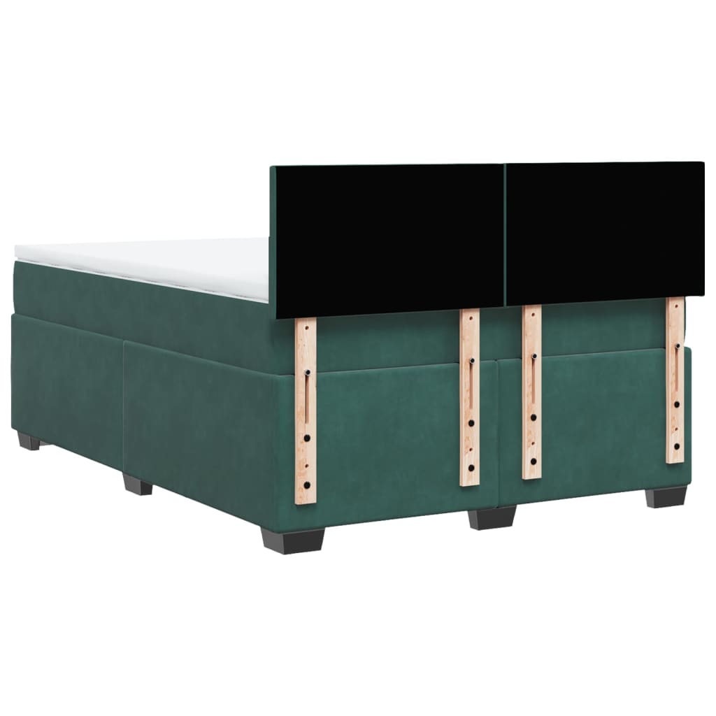 Boxspring met matras fluweel donkergroen 140x190 cm