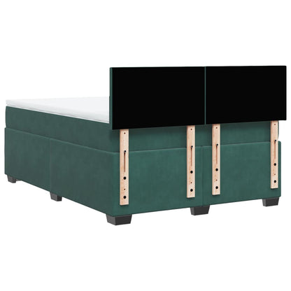 Boxspring met matras fluweel donkergroen 140x190 cm
