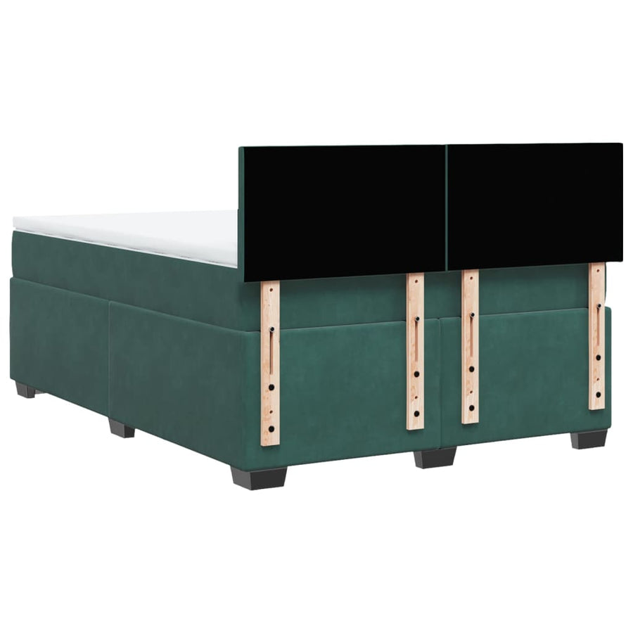 Boxspring met matras fluweel donkergroen 140x190 cm