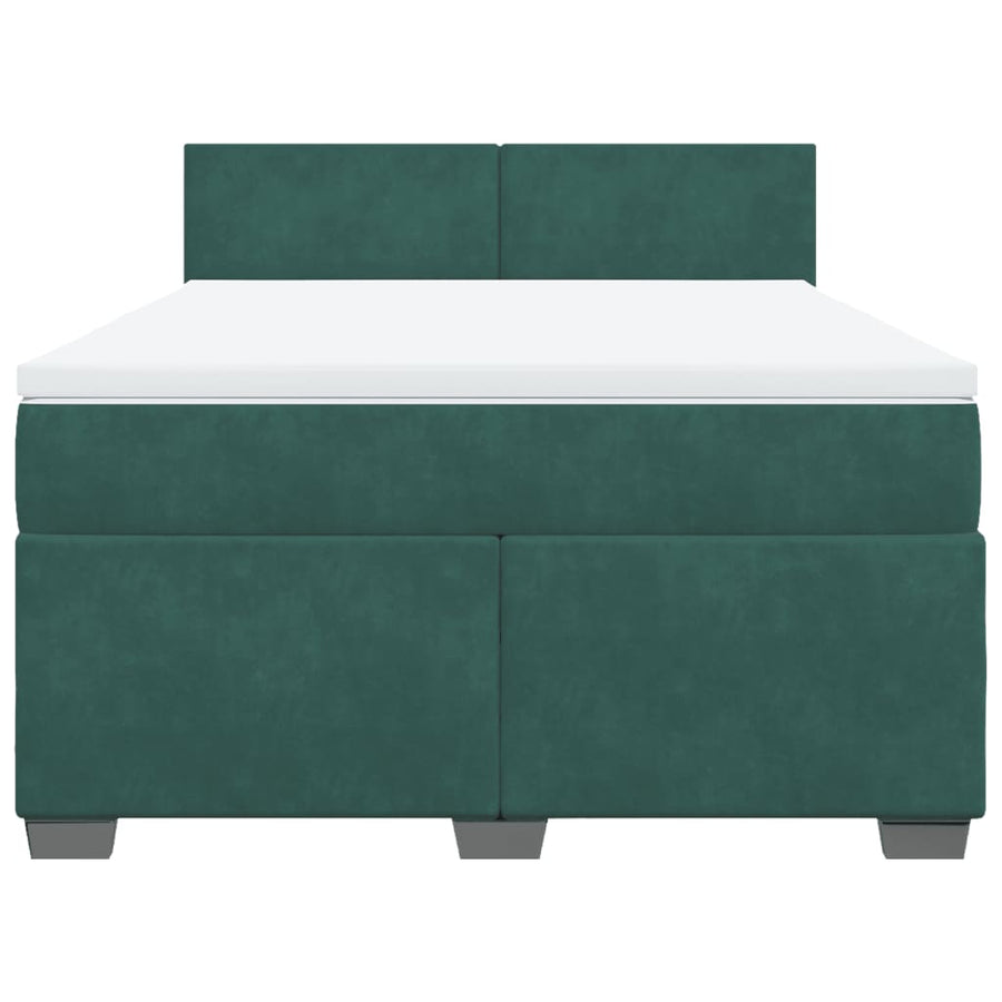 Boxspring met matras fluweel donkergroen 140x190 cm