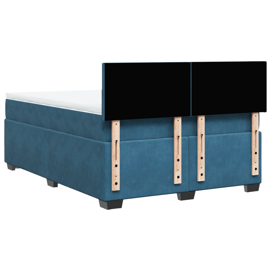 Boxspring met matras fluweel blauw 140x190 cm