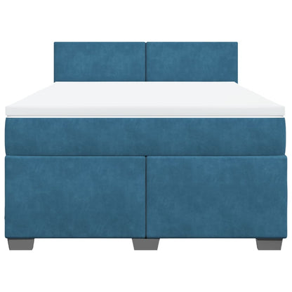 Boxspring met matras fluweel blauw 140x190 cm