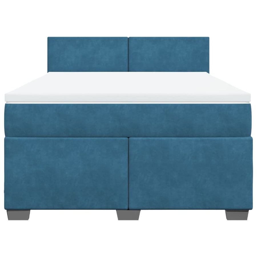 Boxspring met matras fluweel blauw 140x190 cm