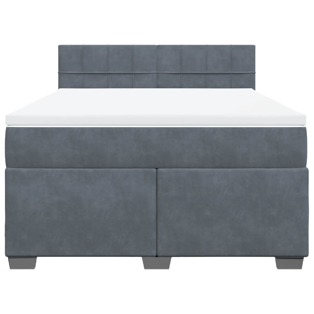 Boxspring met matras fluweel donkergrijs 140x190 cm