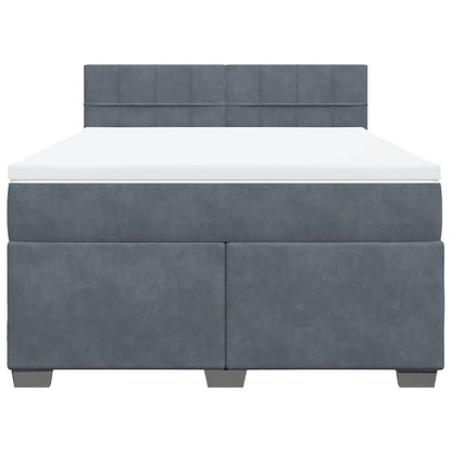 Boxspring met matras fluweel donkergrijs 140x190 cm