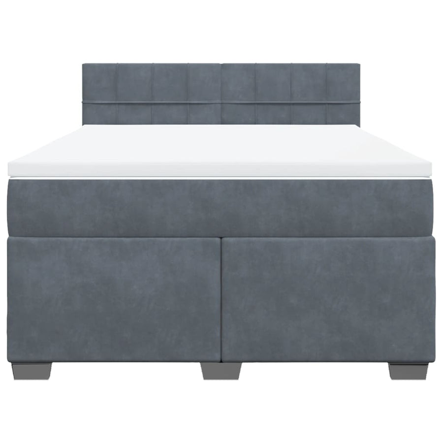 Boxspring met matras fluweel donkergrijs 140x190 cm