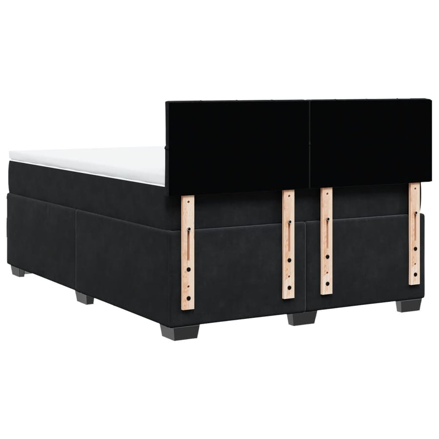 Boxspring met matras fluweel zwart 140x190 cm