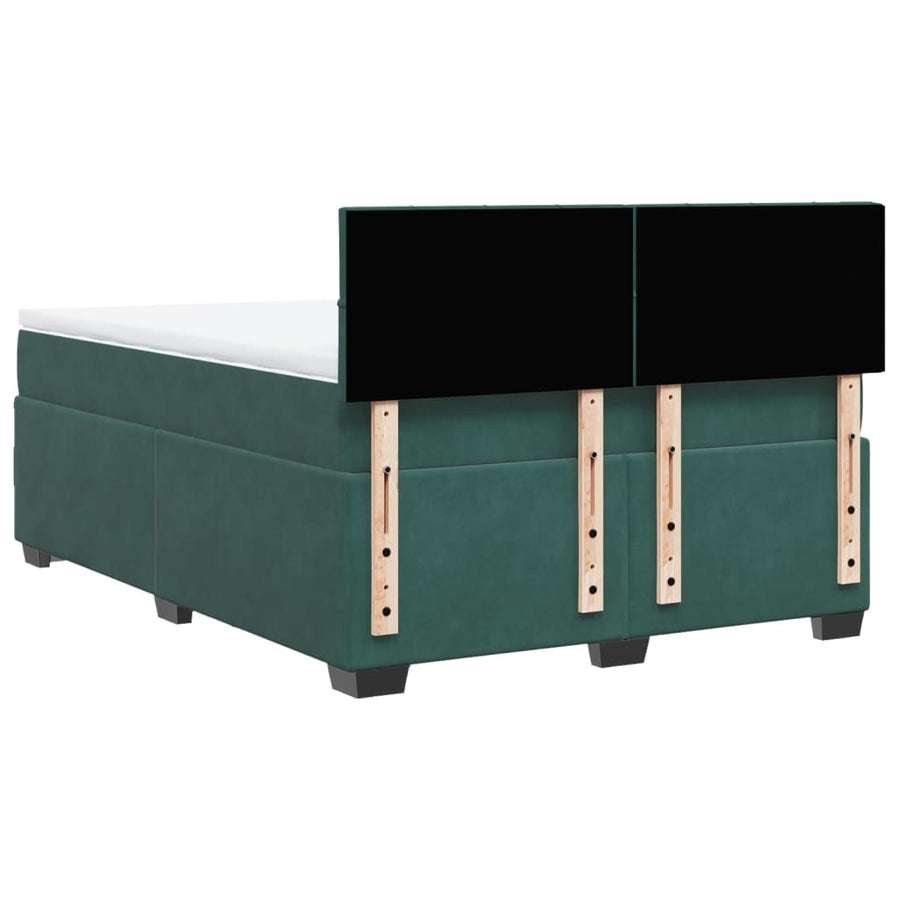 Boxspring met matras fluweel donkergroen 140x190 cm