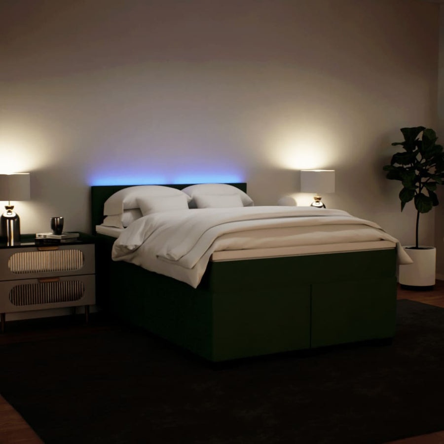 Boxspring met matras fluweel donkergroen 140x190 cm
